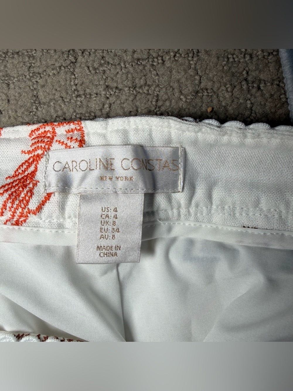 Caroline Constas Women’s Frutti Di Mare Shorts Sz 4 White Linen Embroidered NWT - Picture 12 of 12